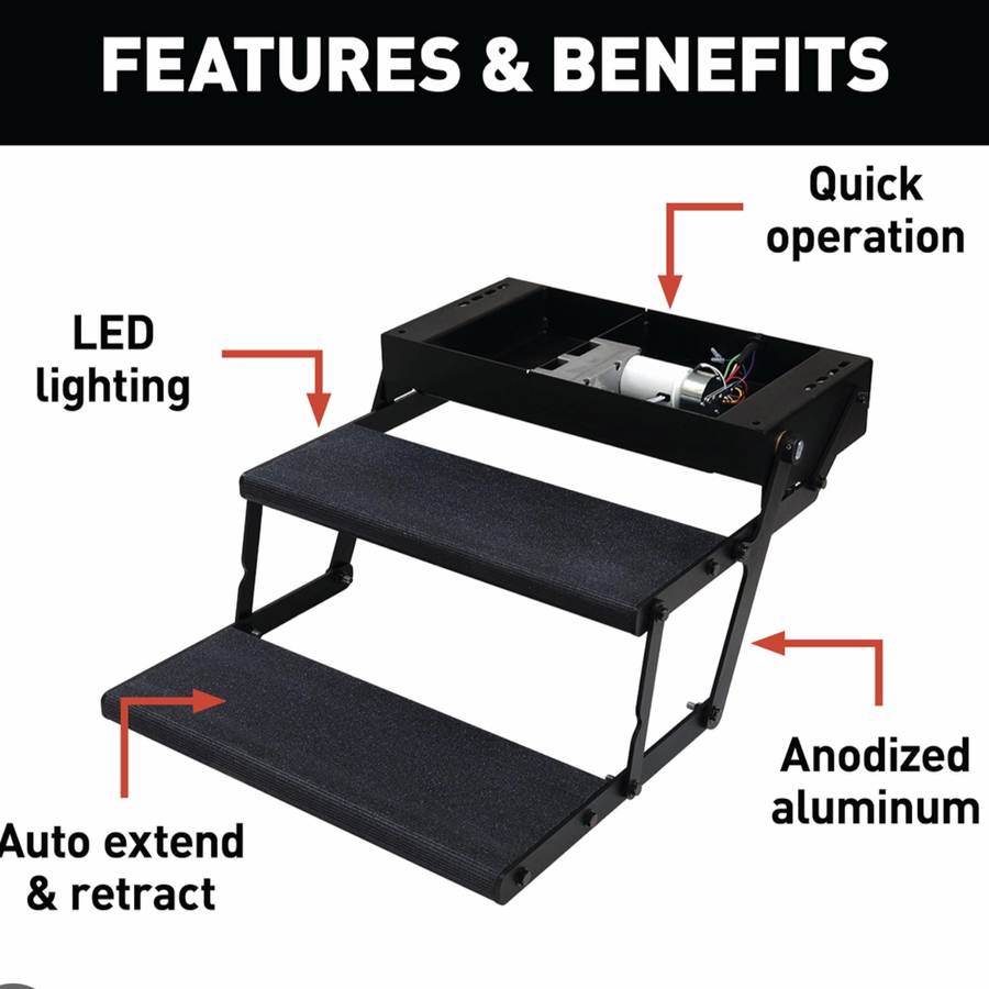 Lippert 30” Electric Double Step W/ LED Light 353621 RV Motorhome in